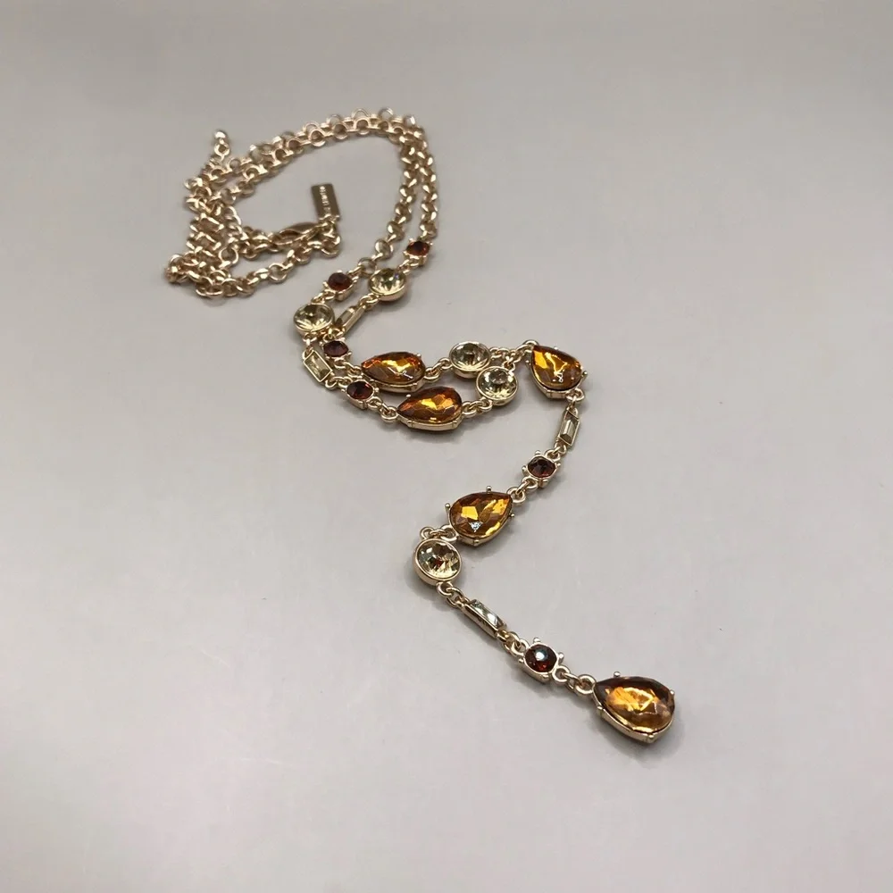 The Limited Gold-Tone and Amber Colored Gems “Y” Necklace - Picture 10 of 10